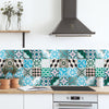 24 stickers mosaico vintage turquesa