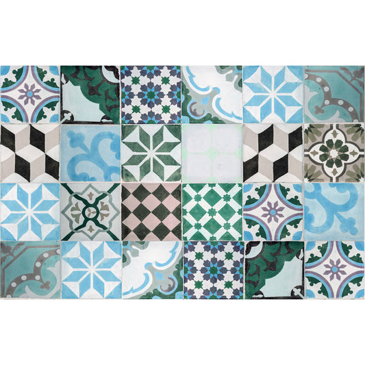 24 stickers mosaico vintage turquesa