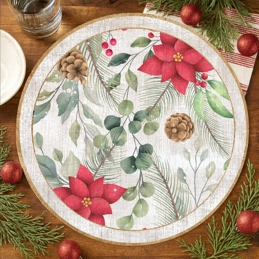 Set de 4 individuales Circular Flores de Pascua