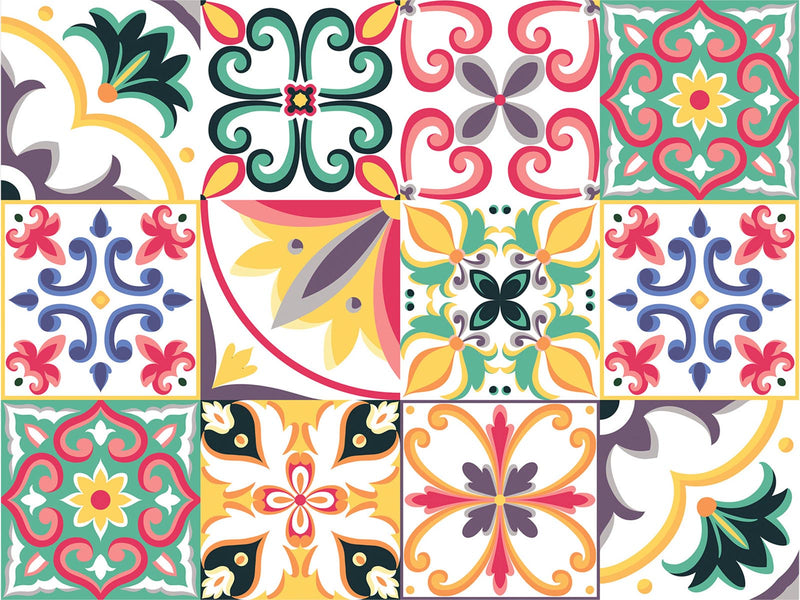 Set of 4 Individual Multicolor Tiles