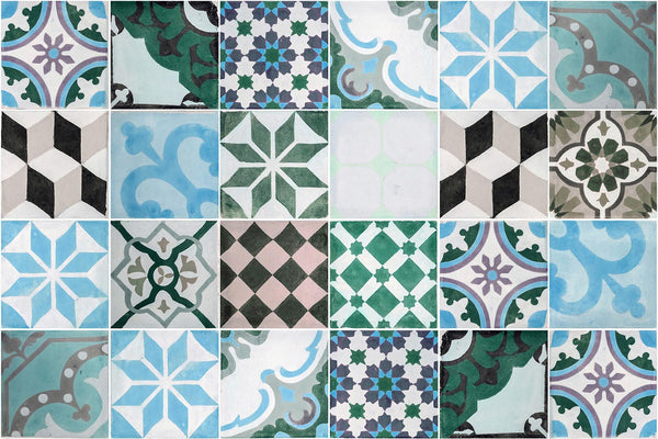 24 turquoise vintage mosaic stickers