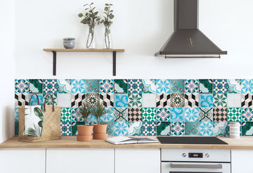 24 turquoise vintage mosaic stickers