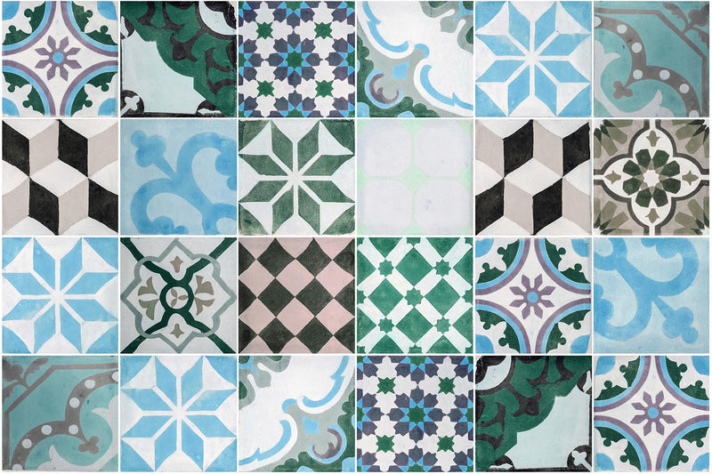 24 turquoise vintage mosaic stickers