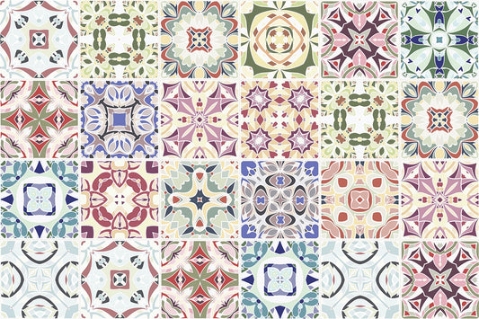 24 abstract mosaic stickers