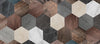 Hexágonos madera y mármol