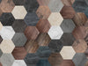 Hexágonos madera y mármol