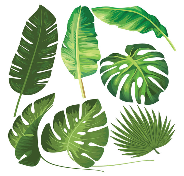 Ensemble d'autocollants de 7 feuilles tropicales