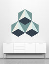 Mural 3 Hexagonos Vintage Azul