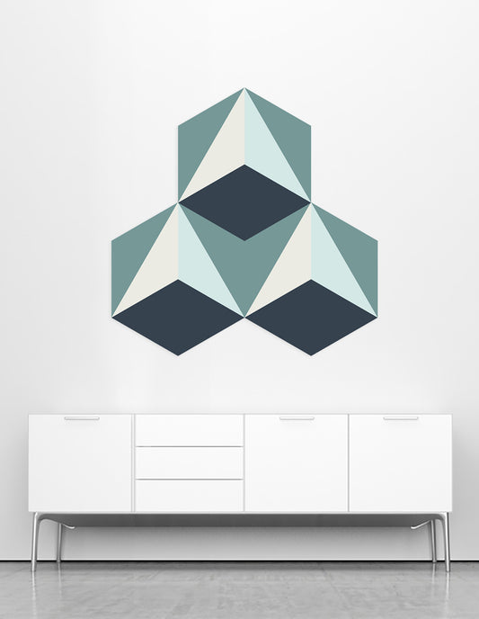 Blue Vintage Hexagons 3 Mural