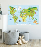 Kids world map mural