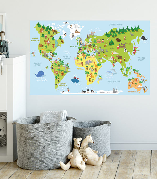 Mural mapa mundi kids