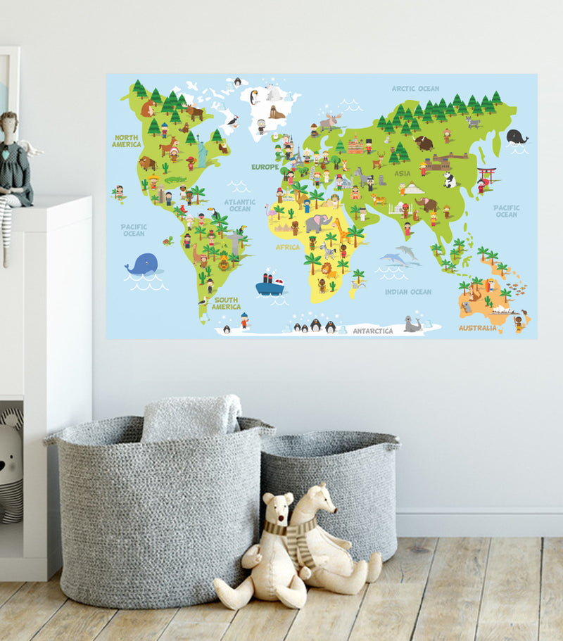 Sticker carte du monde enfants – Stickers STICKERS ENFANTS
