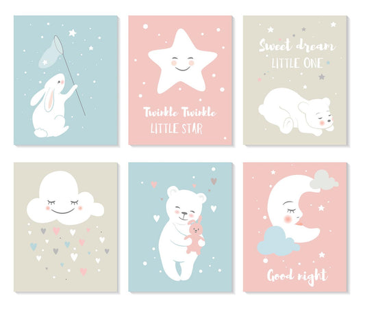 Set of 6 Good night murals