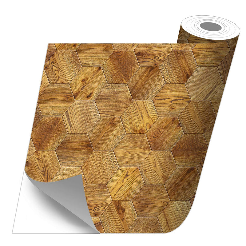 Rouleau d'autocollants hexagones en bois 3