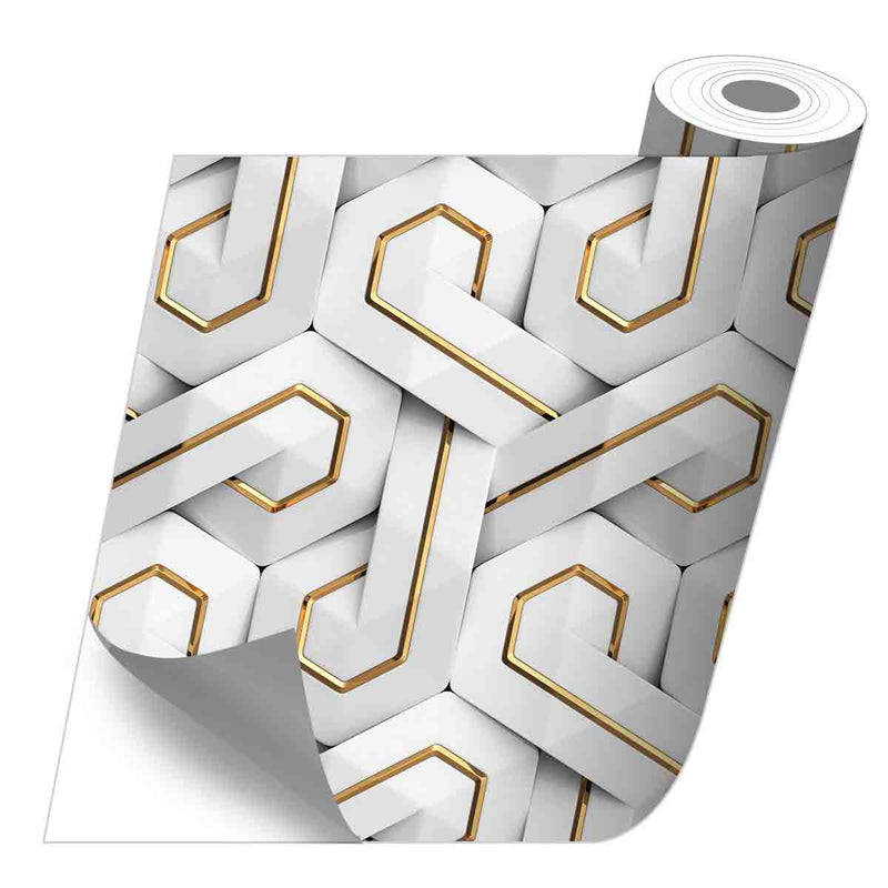Roll sticker 3d white and gold
