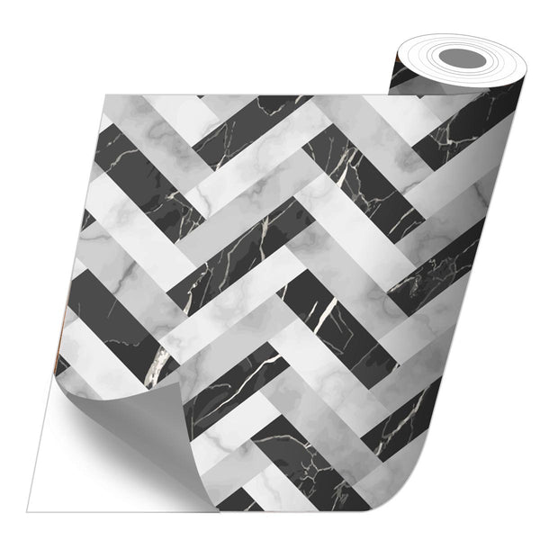 Roll sticker Marble black and white