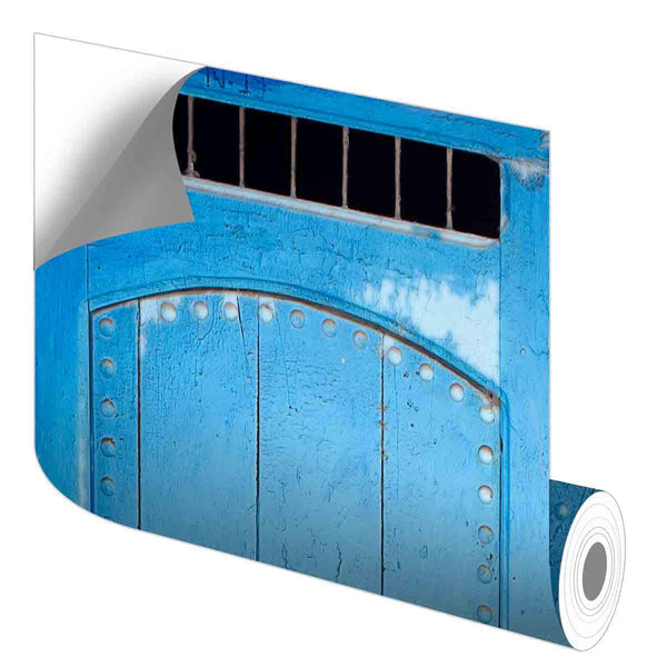 Blue door sticker roll
