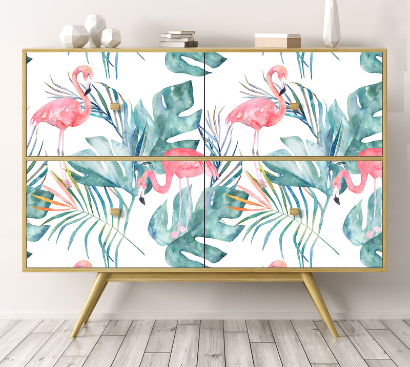 Rollo sticker Flamingos and leaves
