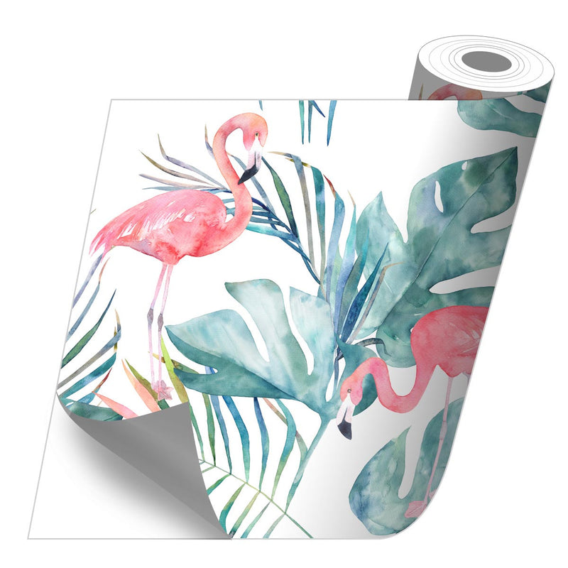 Roll sticker Flamingos and leaves