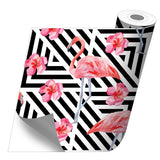Roll sticker Flamingos and lines
