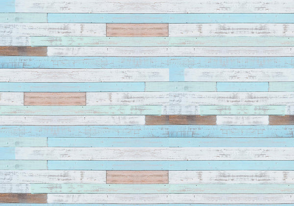 Tête de lit planches de bois bleu