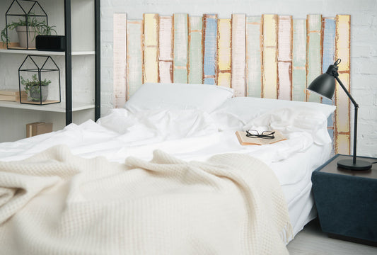 Vertical wooden boards headboard 1