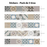 Set of 5 adhesive strips Mosaic Provence 1