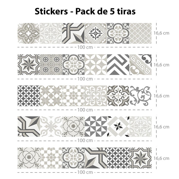 Set of 5 Provence Mosaic adhesive strips 6