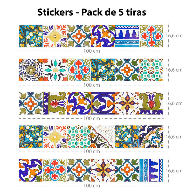 Set of 5 Roman Mosaic adhesive strips