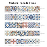 Set of 5 Guimaraes Mosaic adhesive strips