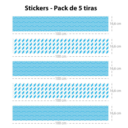 Set of 5 adhesive strips Oslo blue