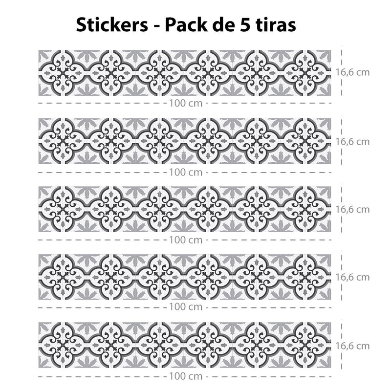 Set of 5 Parisian adhesive strips
