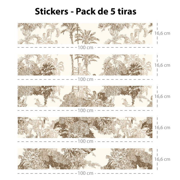 Set of 5 sepia Oasis adhesive strips