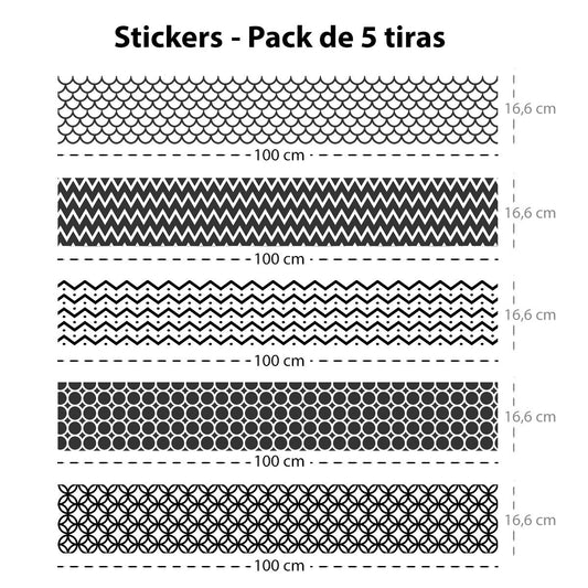 Set of 5 adhesive strips Geometric 1