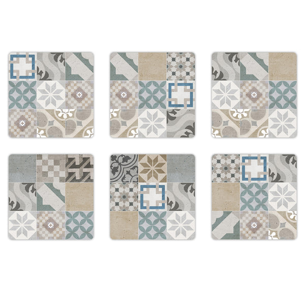 Set of 6 Provence Mosaic square coasters 1