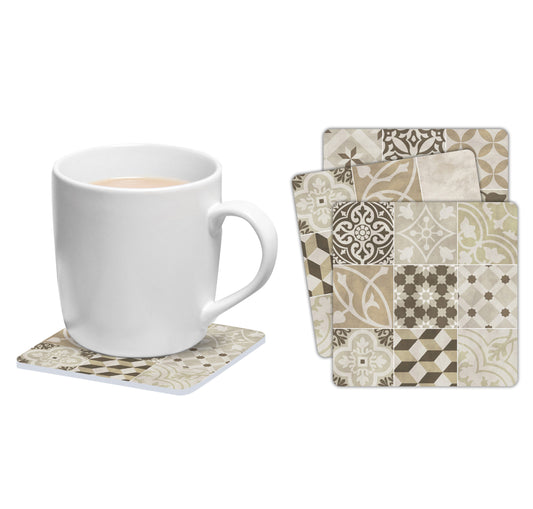 Set of 6 sepia Miguel square coasters