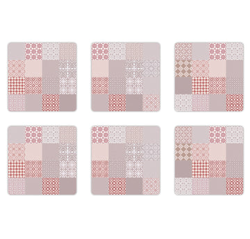 Lot de 6 sous-verres carrés Rossana rouges