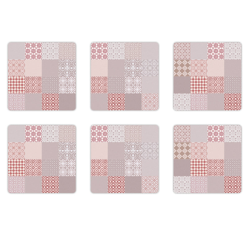 Set of 6 square Rossana red coasters
