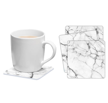 Lot de 6 dessous de verre carrés Marbre blanc