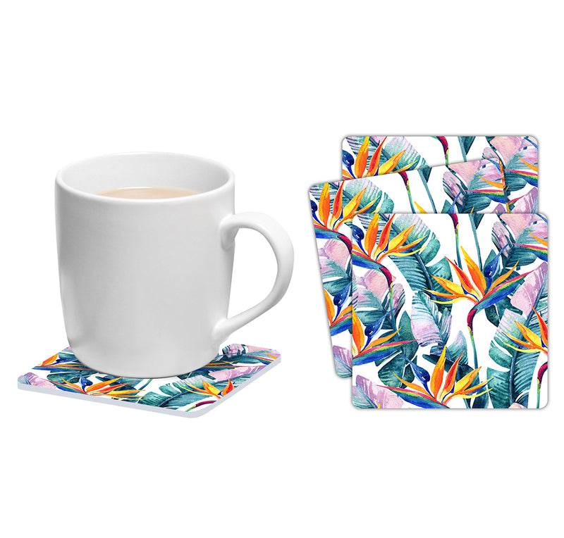 Set of 6 square coasters Flower of paradise