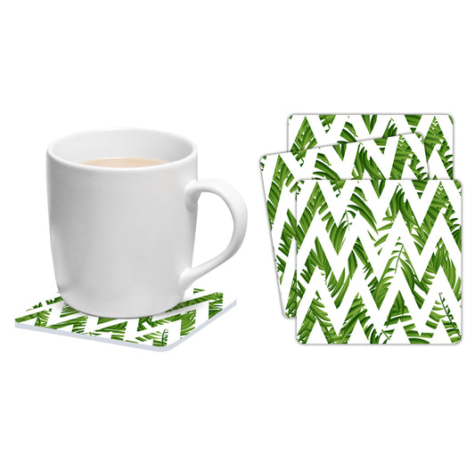 Set of 6 square Chevron leaves coasters