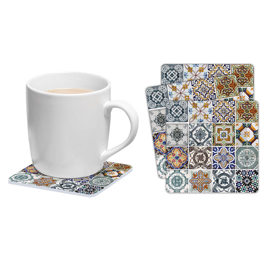 Set of 6 Lisbon Mosaic square coasters