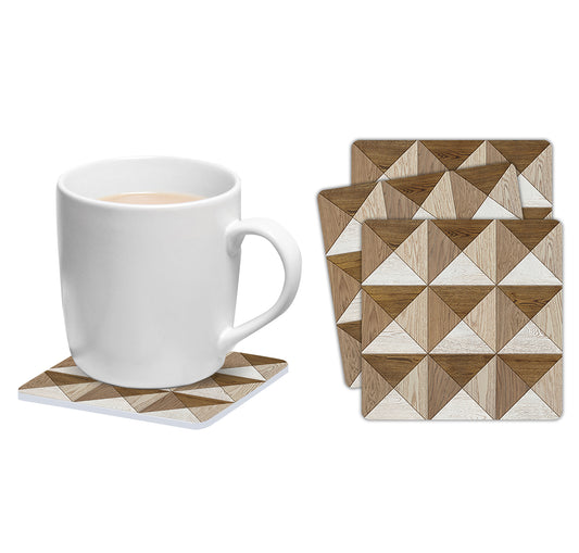 Set of 6 square 3D wooden coasters