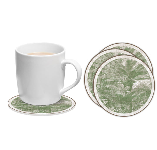 Set of 6 round coasters Santo Domingo green