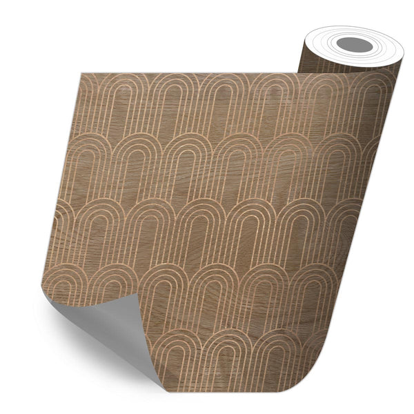 Wooden sticker roll with golden arches