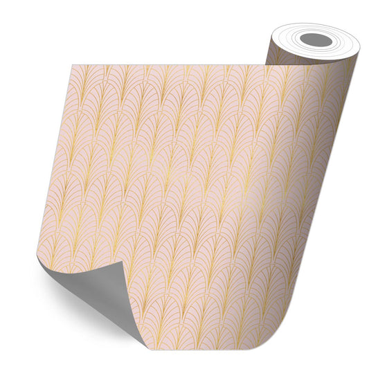 Roll sticker Art-deco in light pink and gold