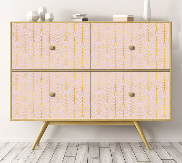 Roll sticker Art-deco in light pink and gold