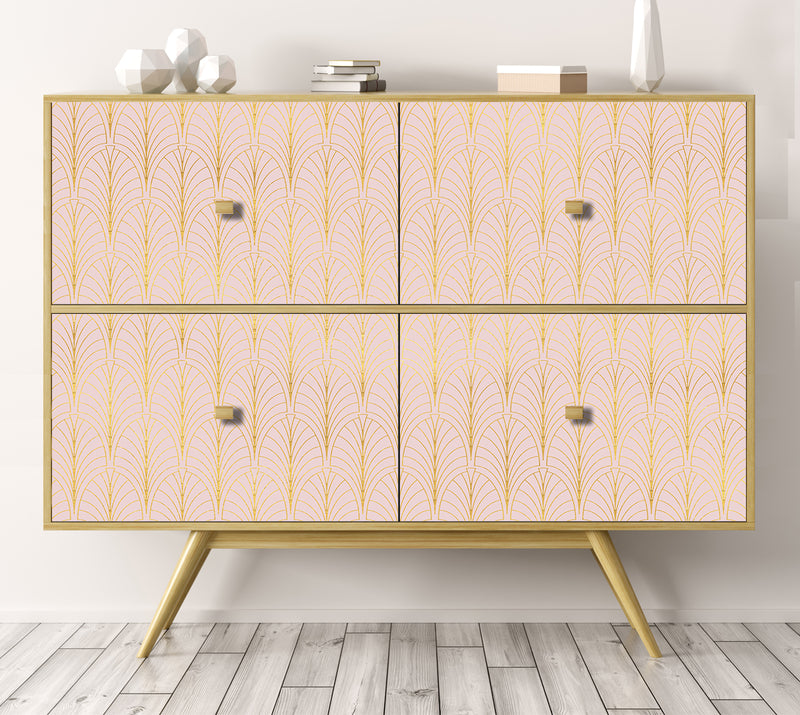 Roll sticker Art-deco in light pink and gold