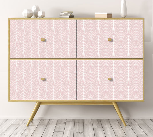 Roll sticker Art-deco in light pink and white