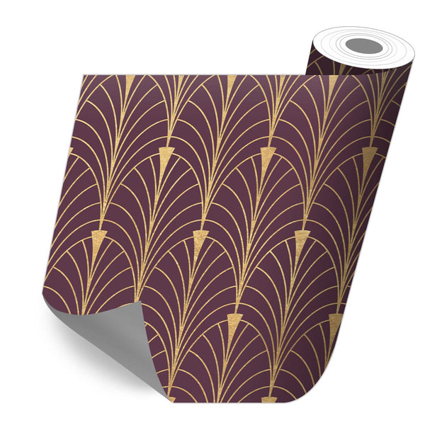 Rollo sticker Art-decó in purple and gold